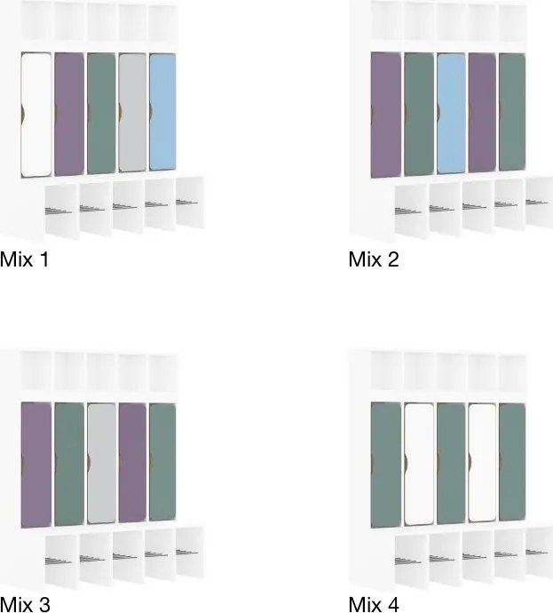 Szatnia dziecięca przedszkolna 5-osobowa z drzwiczkami dolnymi Blox Colours Mix, index SZT-5R-B-B-A