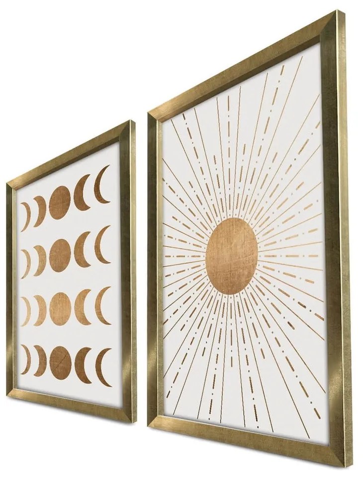 Obrazy zestaw 2 szt. 38x53 cm Moon &amp; Sun – Wallity