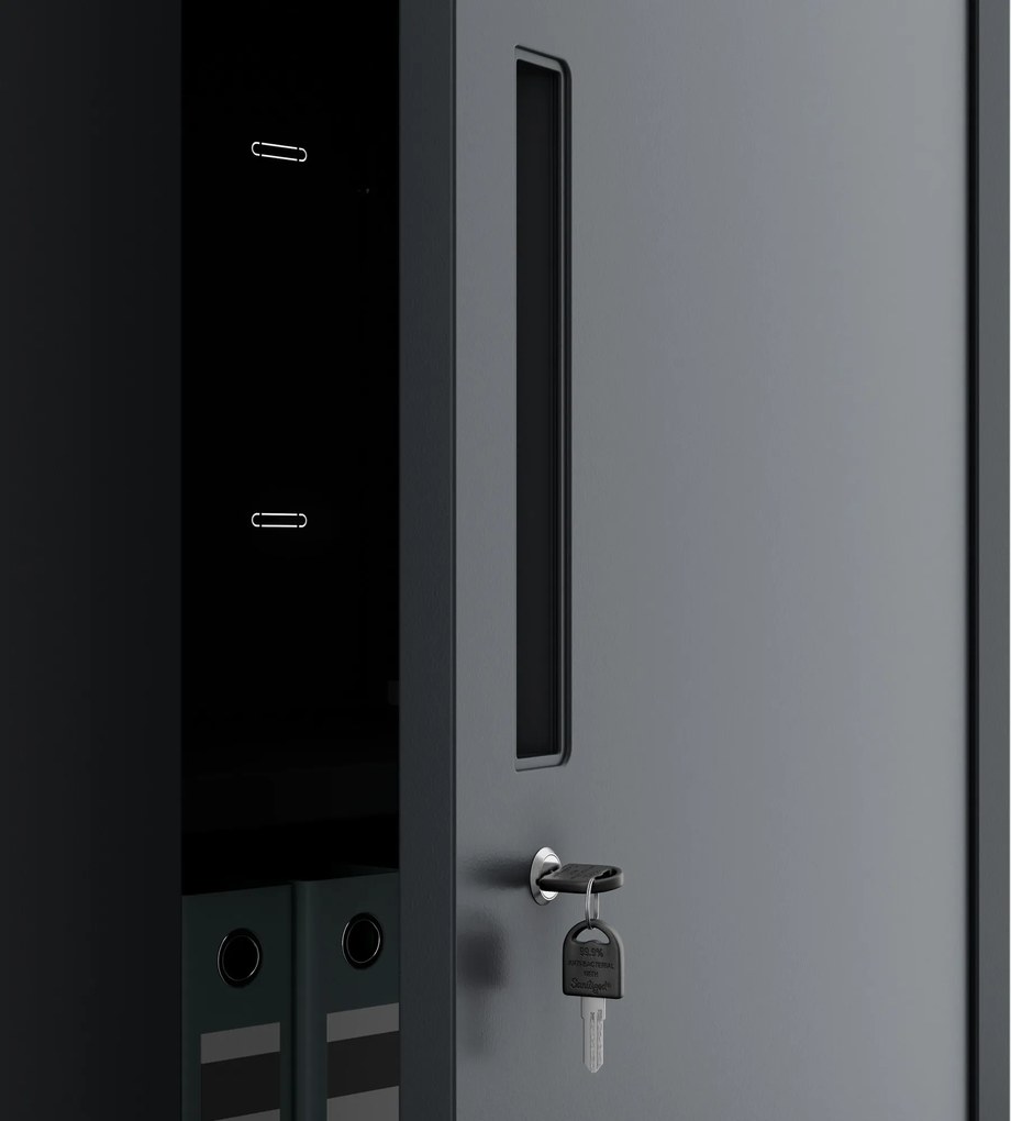 Szafa modułowa metalowa wielofunkcyjna z szufladą wysoką antracytowa MEGAN 1950 x 900 x 400 mm