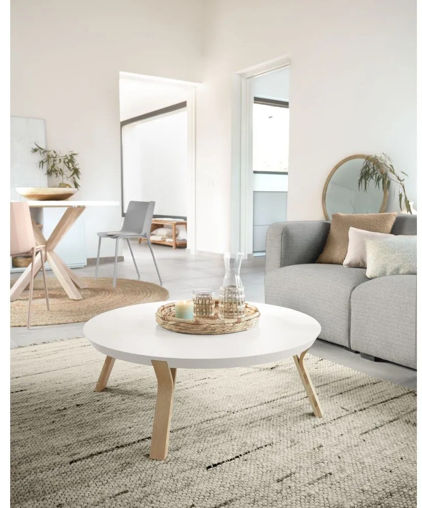 Biały stolik Kave Home Solid, ø 90 cm