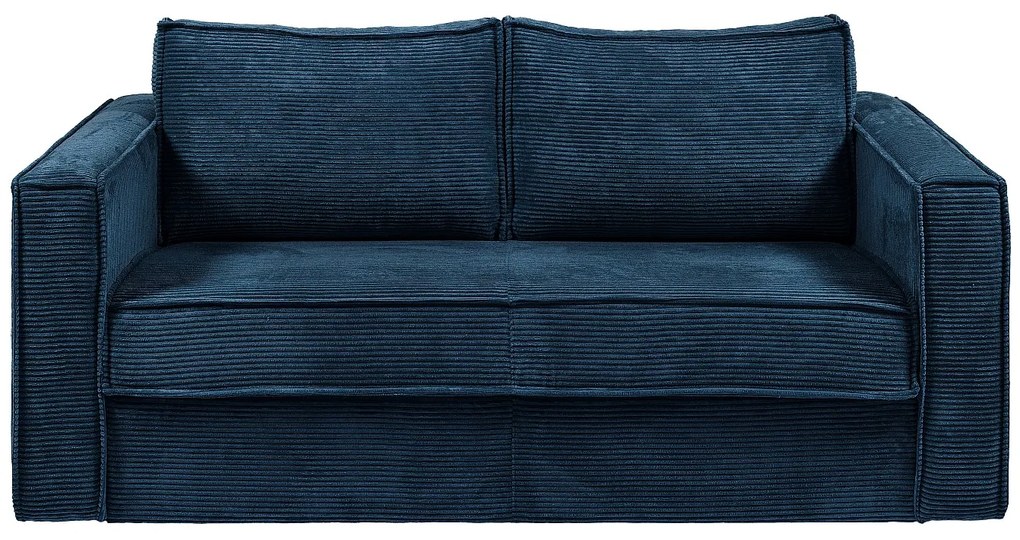 Kanapa 3-osobowa rozkładana typu express z niebieskiego sztruksu - Miejsce do spania 140 cm - Materac 18 cm - LORETO