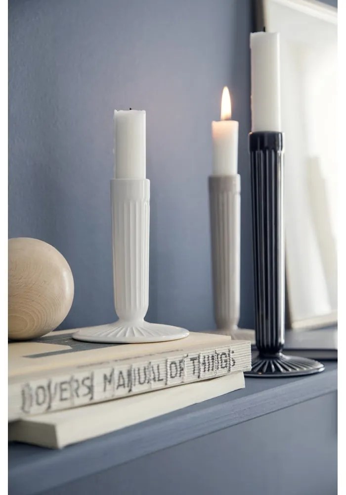 Biały kamionkowy świecznik Kähler Design Hammershoi, wys. 12 cm