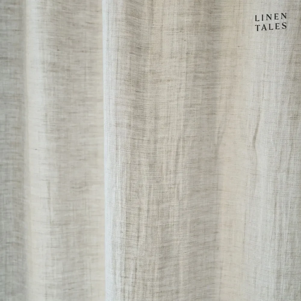 Beżowa lekka lniana zasłona z przeszyciem tunelowym Linen Tales Daytime, 275 x 130 cm