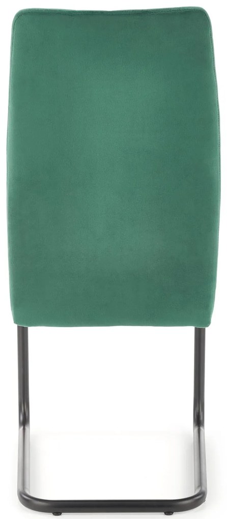 K444 krzesło ciemny zielony, tkanina velvet, pikowane, na płozach, loft