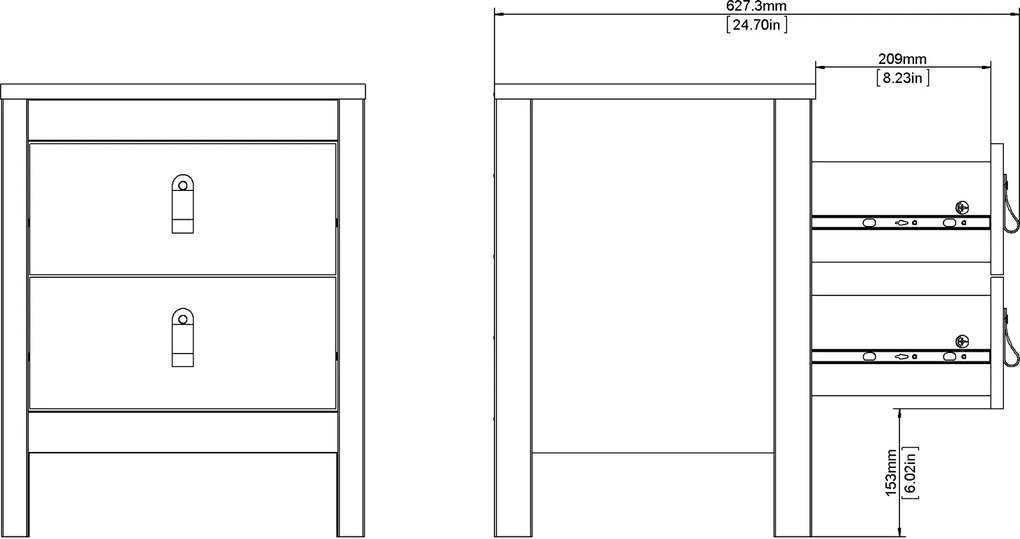 Szafka nocna z 2 szufladami Madrid, jackson hickory