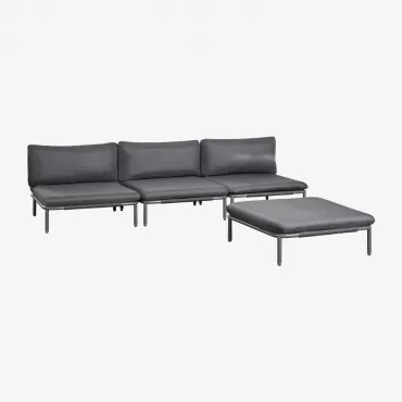 Modułowa Sofa Ogrodowa 3-częściowa Z Pufem Roubly Grafitowa Szarość - Sklum