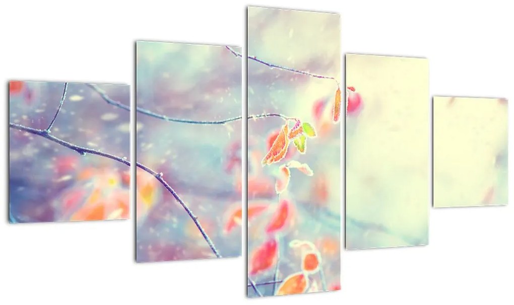 Obraz - Listki w lodzie (125x70 cm)