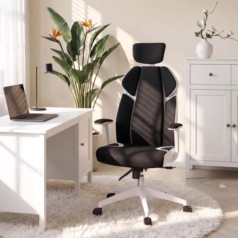 Fotel biurowy ergonomiczny obrotowy Duncan szary czarny regulowany zagłówek multiblock