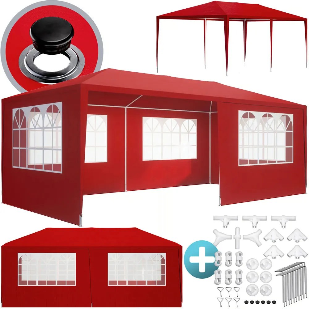 Namiot imprezowy NEAPOL, 3x6m, czerwona Jurhan