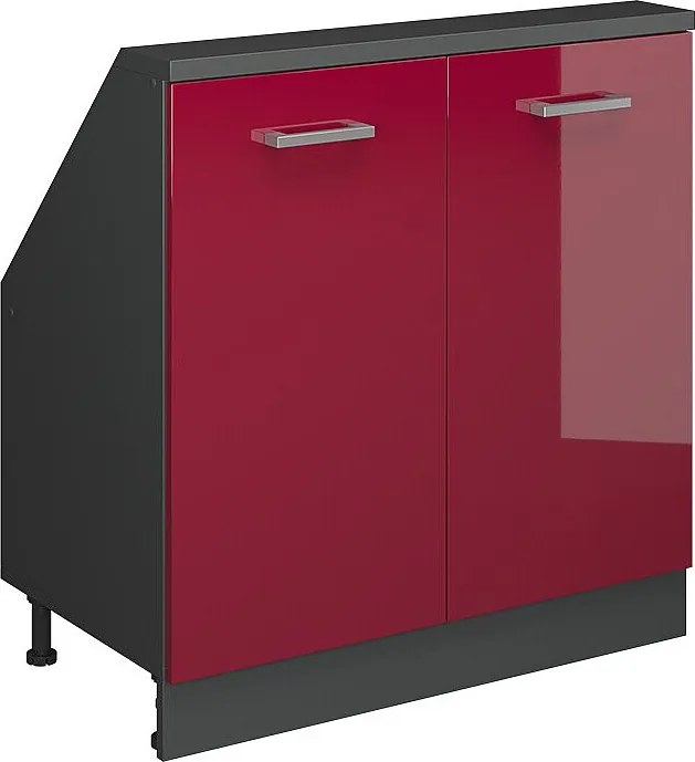 Szafka kuchenna na dach skośny czerwony połysk 80x46x81.6 r-line