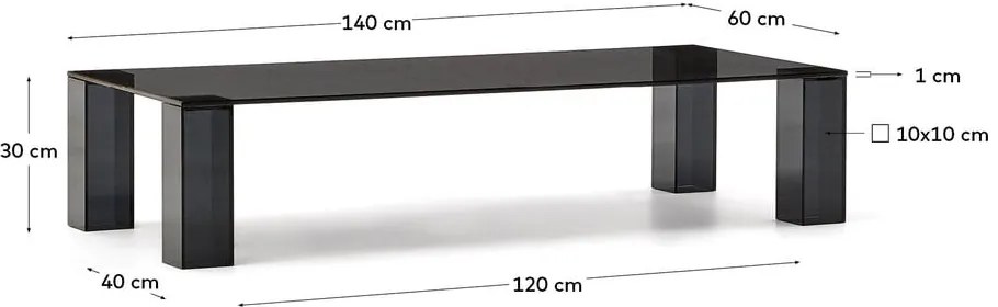 Ciemnoszary szklany stolik 60x140 cm Adularia – Kave Home