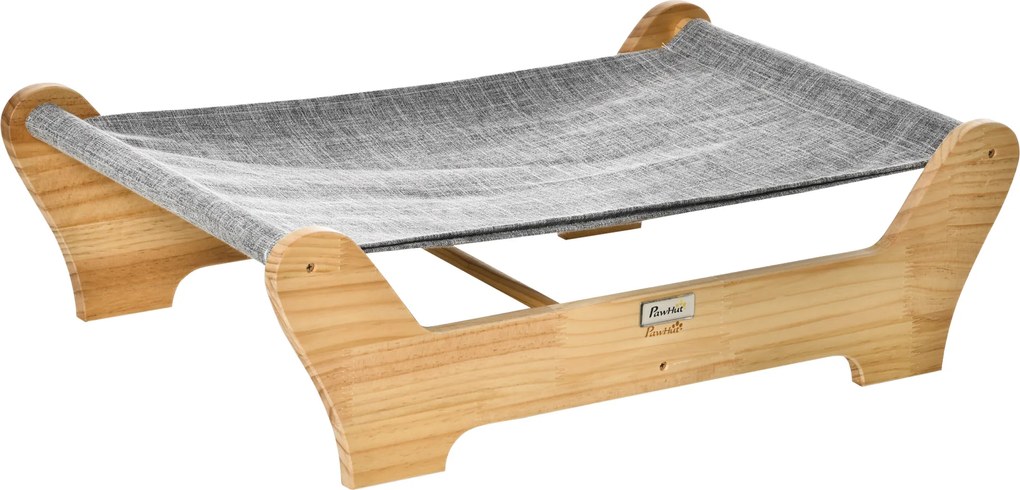 PawHut Legowisko dla Zwierząt 2-poziomowe Pralne Sosna Jasnoszary Biały 68x43x20cm | Aosom PL