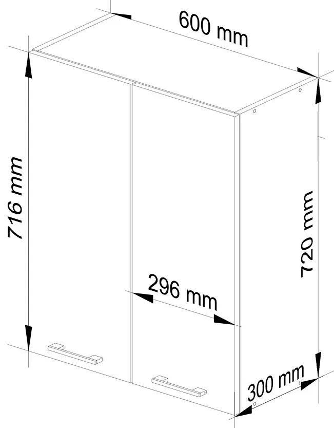 Czarna górna dwudrzwiowa szafka kuchenna - Poli 13X