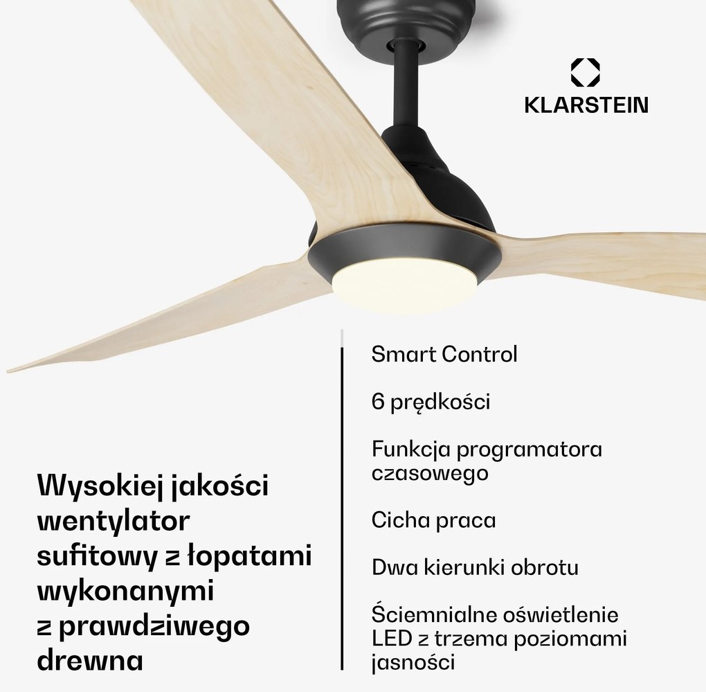 Klarstein Fiji Flow Smart 132 cm 48 W wentylator sufitowy klon