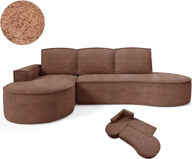 Narożnik MOLLY Lewostronny z funkcją spania, wolnostojący tkanina ABRIAMO 12 Miedziany