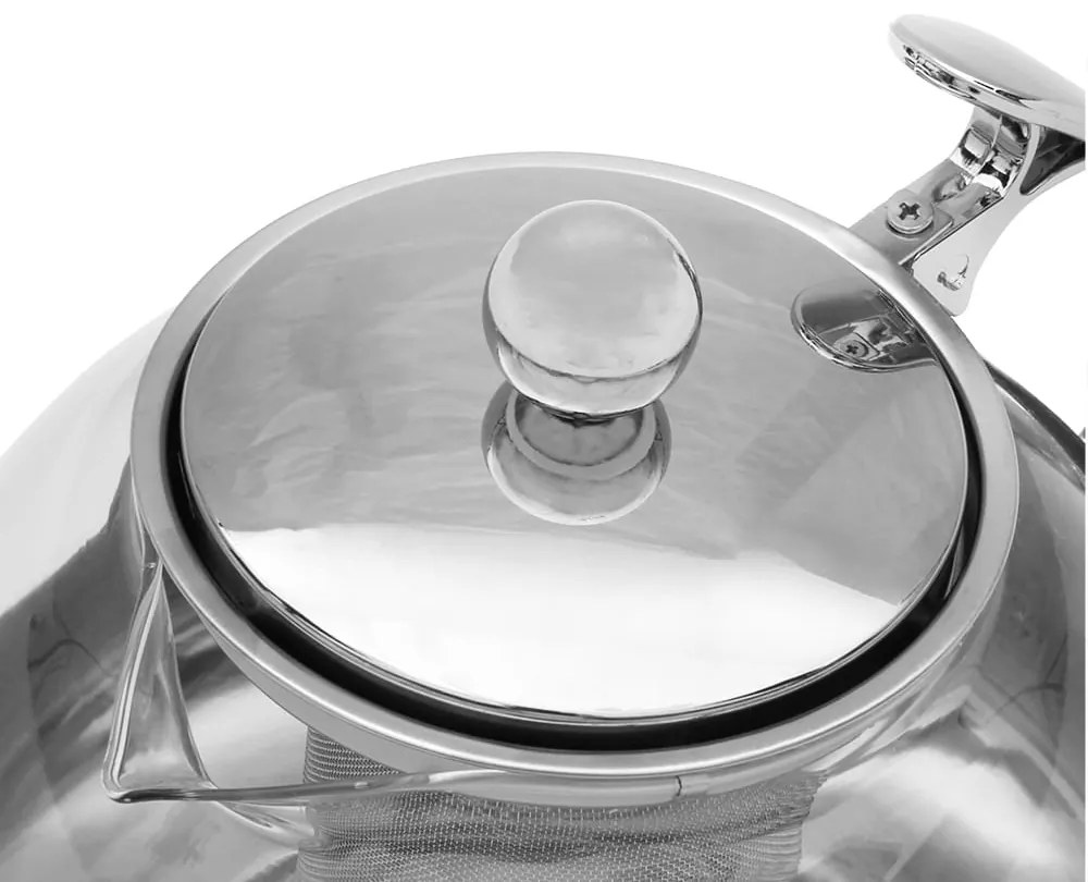 Monzana Zestaw do herbaty z sitkiem TEA 1,2L + 4 filiżanki, przezroczysty, srebrny