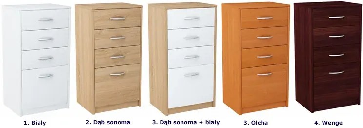 Biała komoda z szufladami mat - Huso 4X