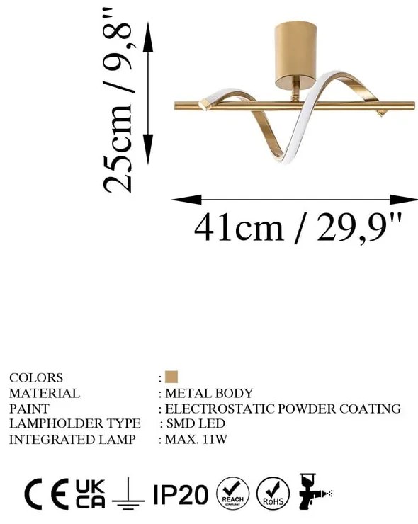 Lampa sufitowa LED w kolorze złota 7x41 cm Likma – Opviq lights