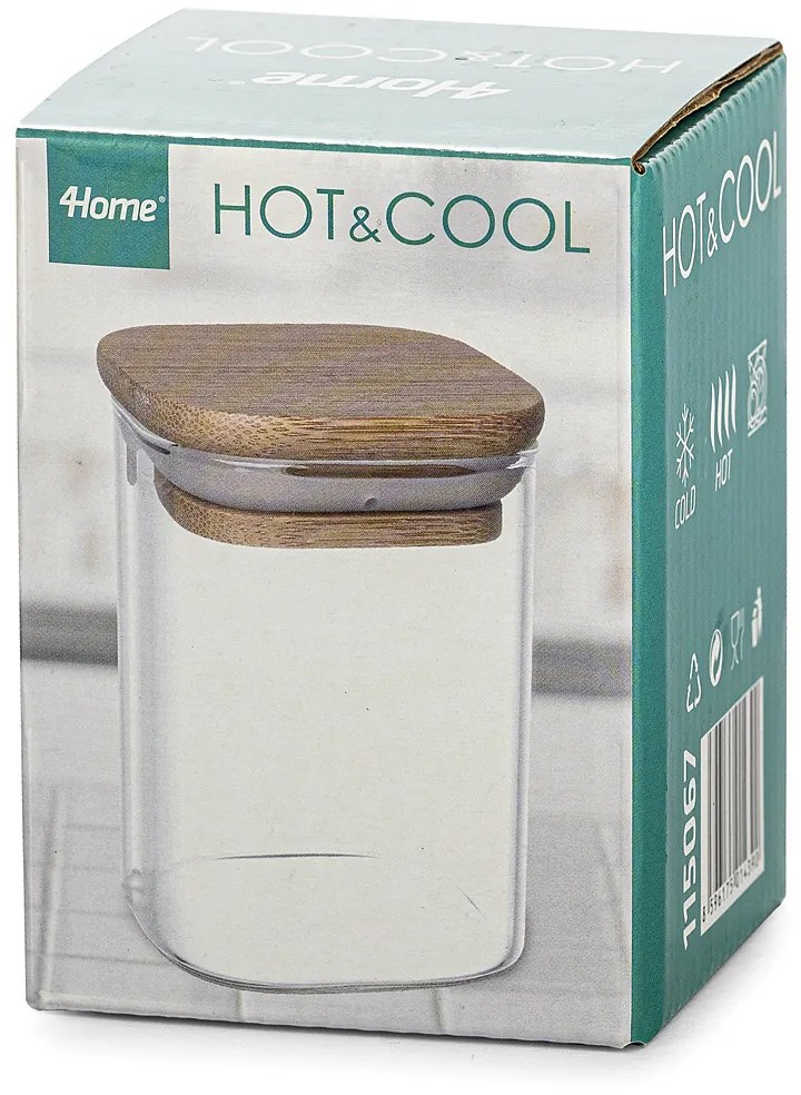 4Home Szklany pojemnik do żywności z wiekiem Bamboo, 170 ml, 170 ml