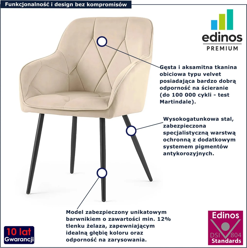 Zestaw 4 beżowych krzeseł pikowanych P4-P02