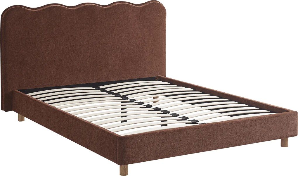 Łóżko Tapicerowane 160x200 cm IZMIR ze Stelażem Dwuosobowe Rude