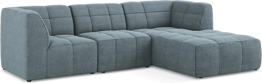 Niebieski narożnik z materiału bouclé (prawostronny/z szezlongiem) Aloha – Makamii