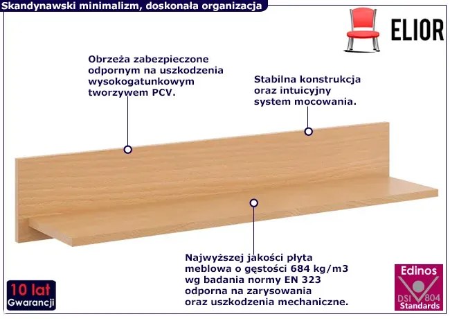 Minimalistyczna półka ścienna w kolorze buk - Lava