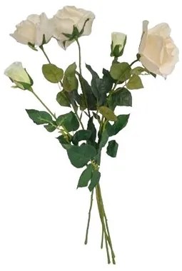 Sztuczna róża biała, 68 cm, 5 szt.