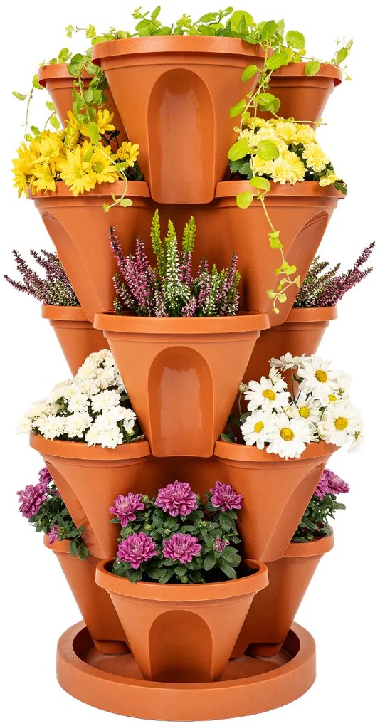 4Home Kaskada kwiatowa 5-częściowa, terakota, 5 pięter