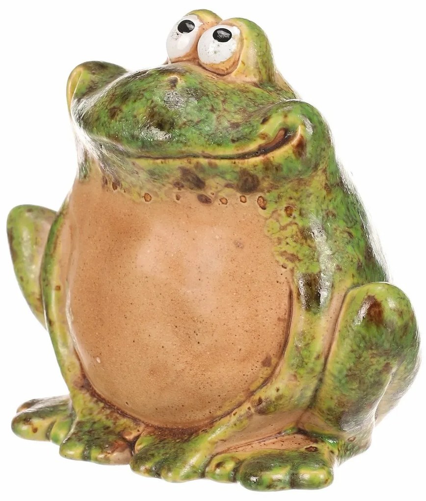 Ceramiczna dekoracja ogrodowa Urocza żaba, 13 x 10x 12 cm, 13 cm