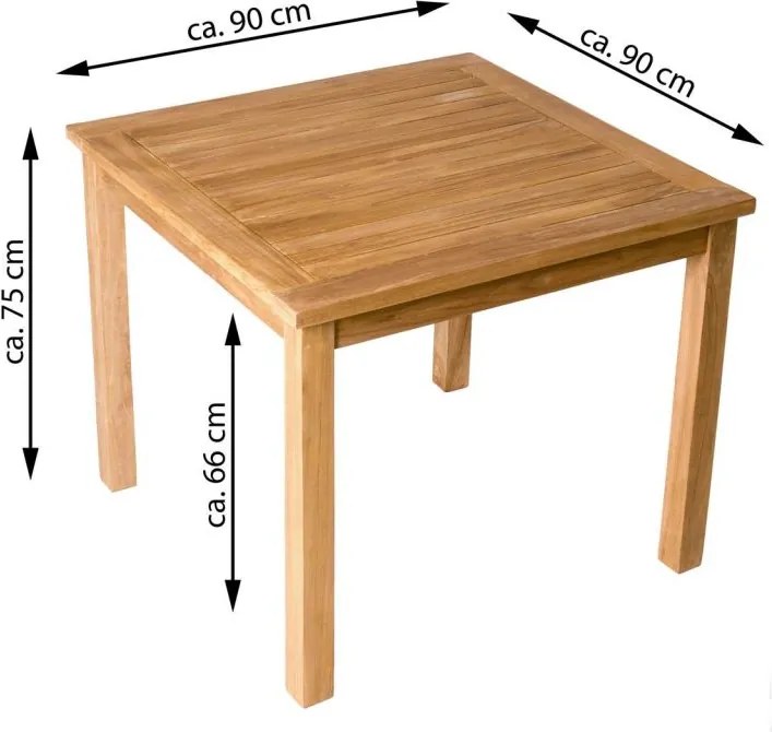 Drewniany stół ogrodowy Divero, 90 x 90 x 75 cm