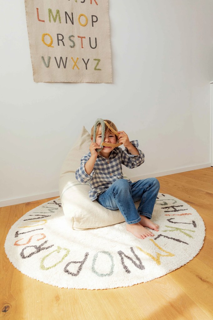 Dywan dziecięcy ABECADŁO COLOR Ø120 cm beżowy z literkami do nauki LORENA CANALS