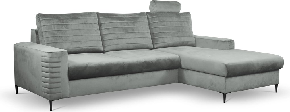 Masseno Narożnik GRIFO z funkcją spania i pojemnikiem na pościel Narozniki L, Rozkładana sofa - Szary, VELLUTO GREY 16