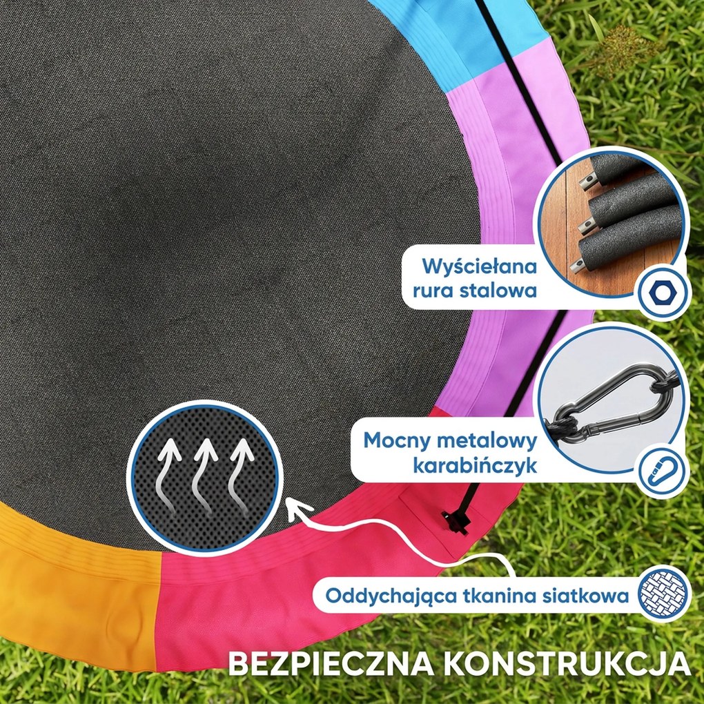 AIYAPLAY Huśtawka Gniazdowa Regulowana Ø 120 cm, Udźwig 300 kg, Dla Dzieci 3-8 lat, 120 x 120 x 180 cm, Wielokolorowa | Aosom PL