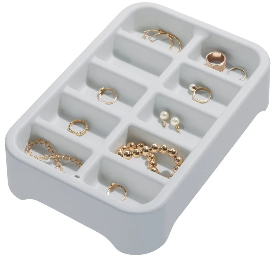 Szary organizer na biżuterię iDesign Eco Bin 10, 28,12x19,23 cm