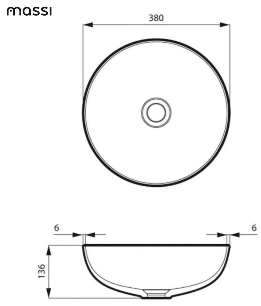 Umywalka ceramiczna nablatowa okrągła szara 38 cm MOLIS GREY