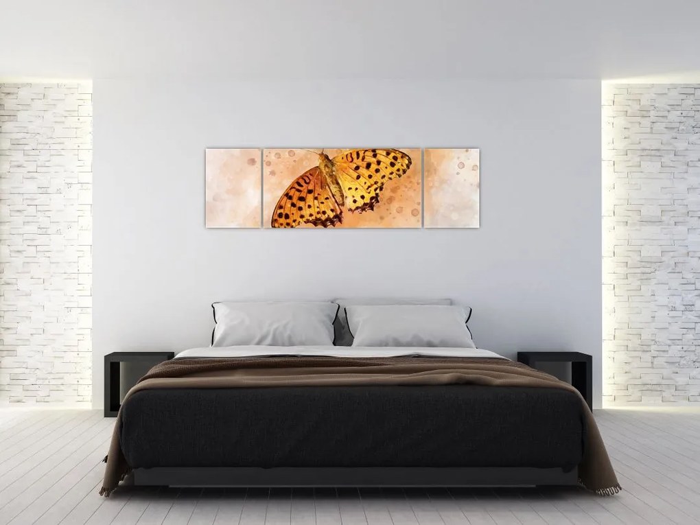 Obraz - Pomarańczowy motyl, akwarela (170x50 cm)