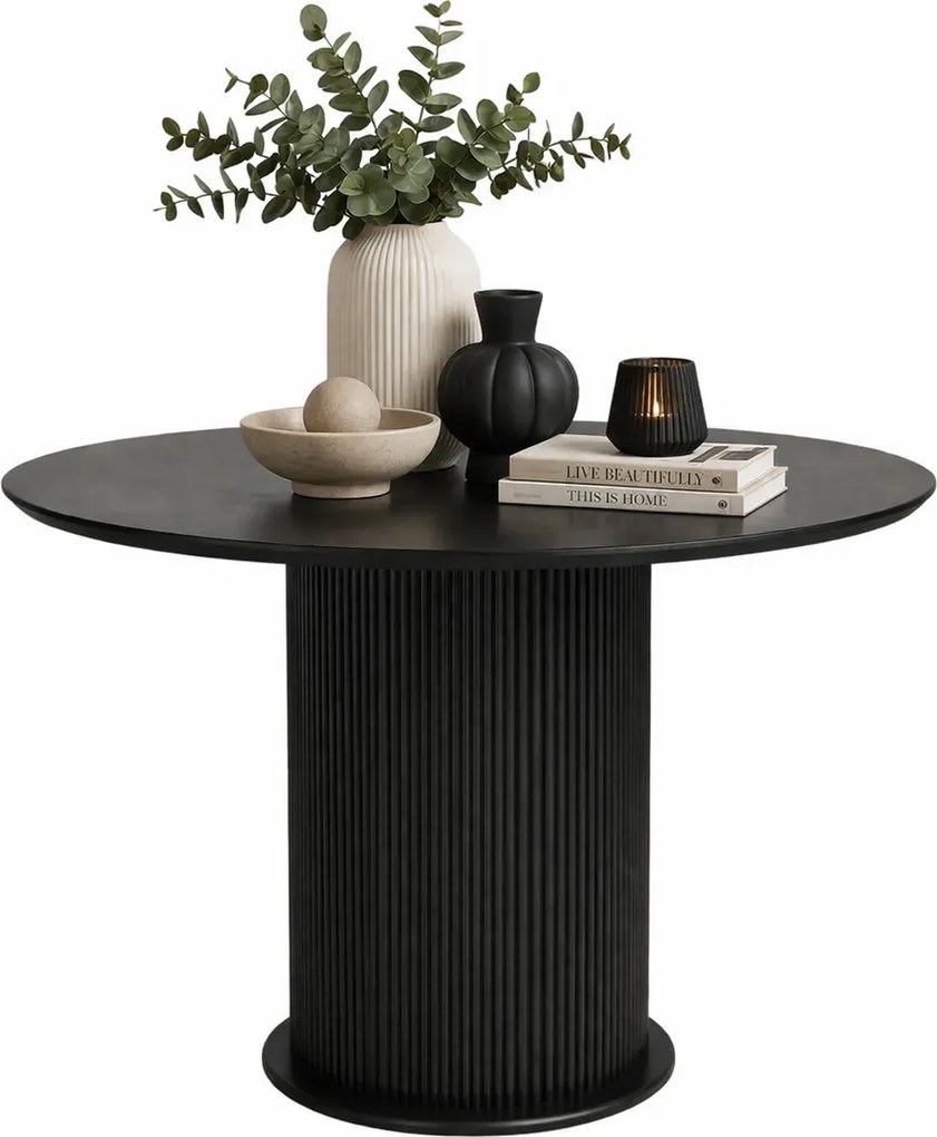 Czarny okrągły stół z lamelami L6-D99