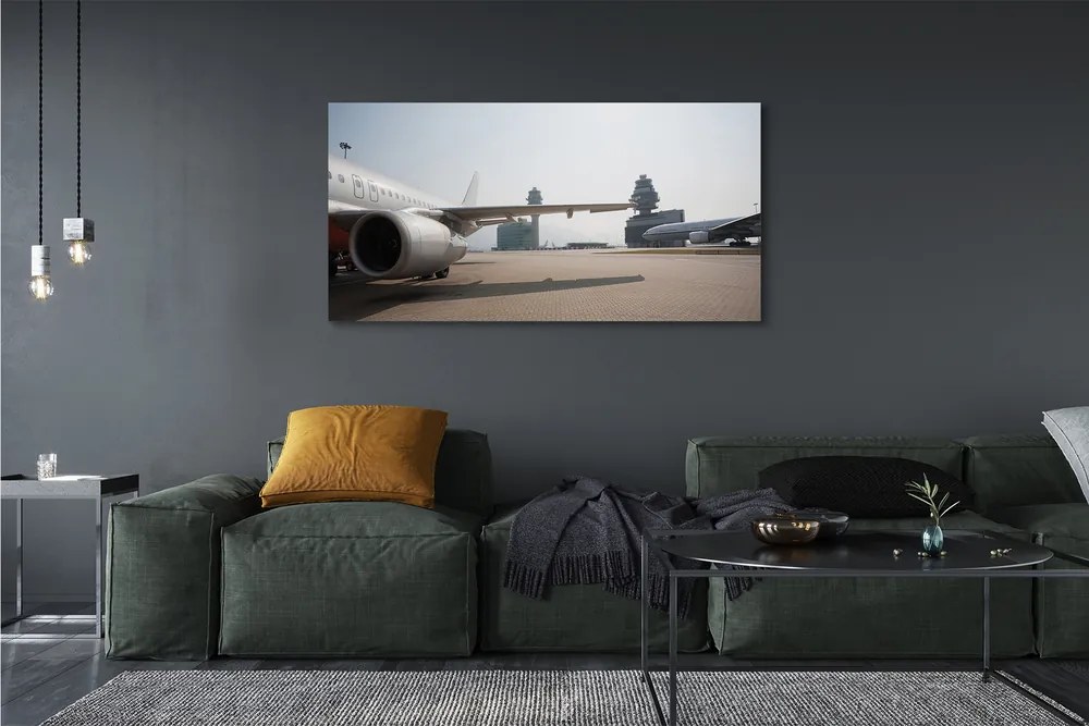 Obraz na płótnie Samolot na Tle Lotniska