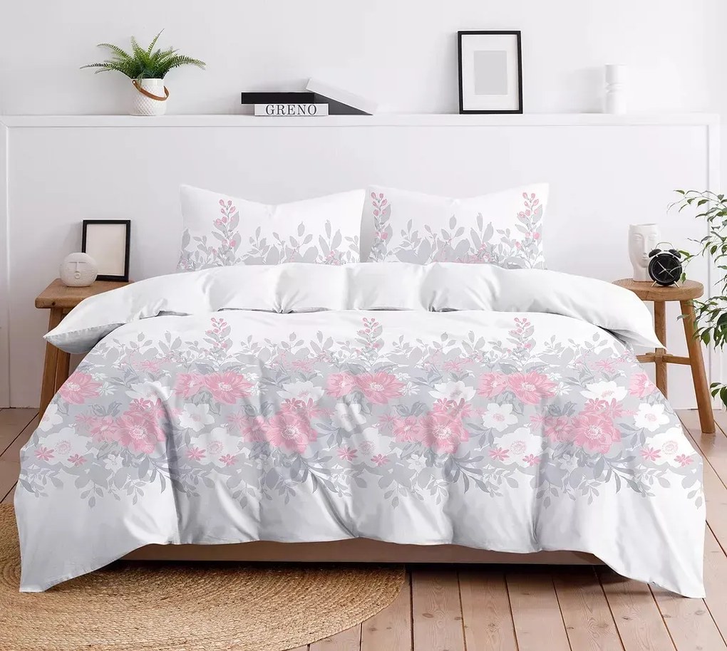 Pościel bawełniana Greno Premium New Joy 140x200 cm szara GRENO