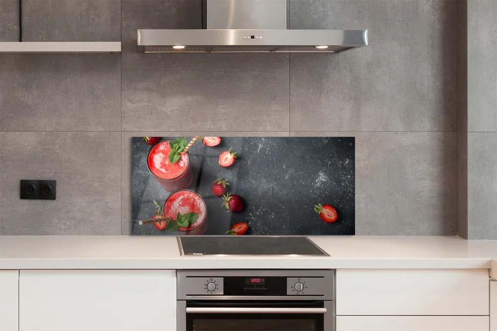 Panel szklany do Kuchni Klasyczny Shake Truskawkowy