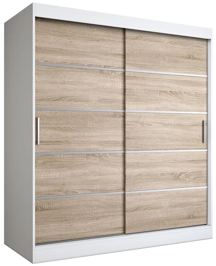 Szafa przesuwna biel + dąb sonoma 180 cm - Bohosa 5X