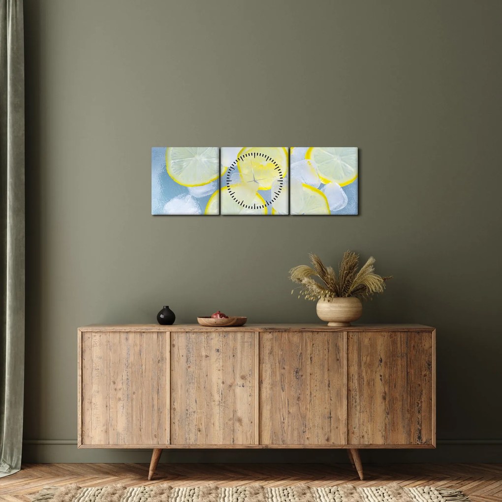 Obraz cytryn w lodzie (z zegarem) (90x30 cm)