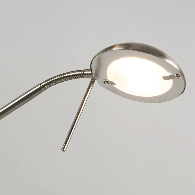 Lampa podłogowa ze stali i szarego klosza z regulowanym ramieniem do czytania - Luxor Nowoczesny Oswietlenie wewnetrzne