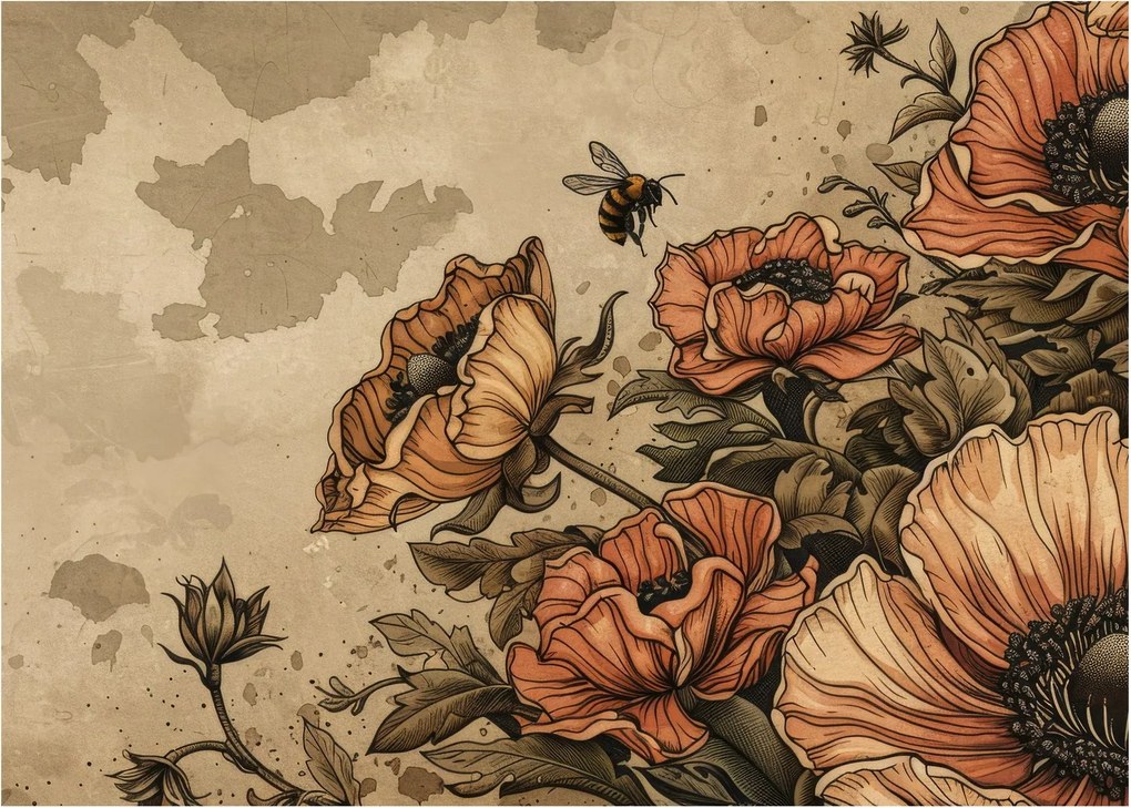 Obraz na szkle - Bee Meadow II. (70x50 cm)