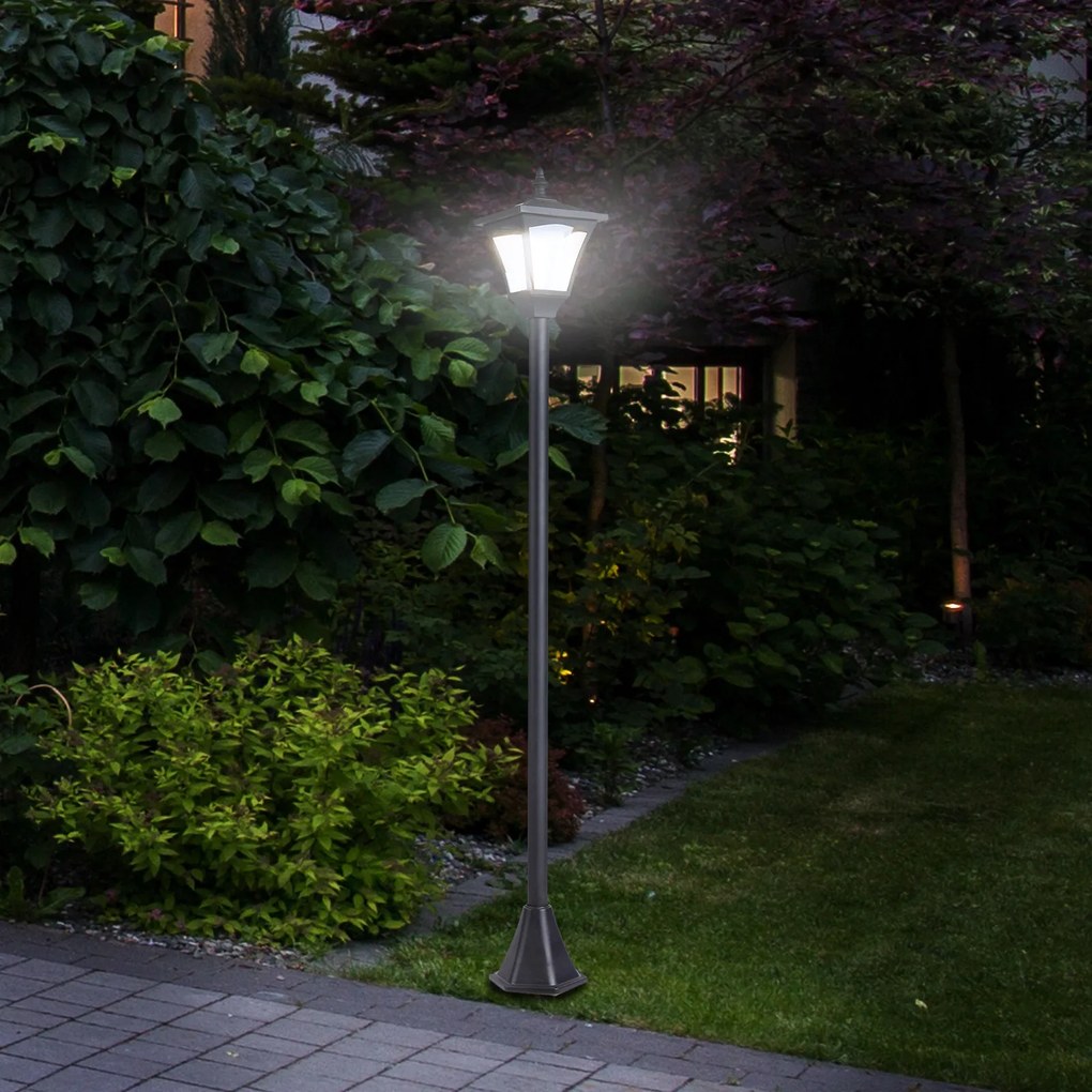 Outsunny Solarna Latarnia Ogrodowa LED Oświetlenie Chodnikowe 10 Lumenów Czarna 15x15x120cm | Aosom PL