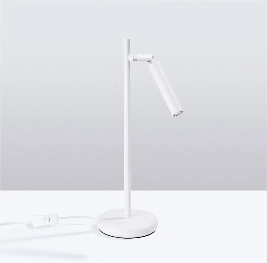 Lampa biurkowa nowoczesny Brill, stal - 1 źródło światła 4000K - L.14 x H.43 cm - biały