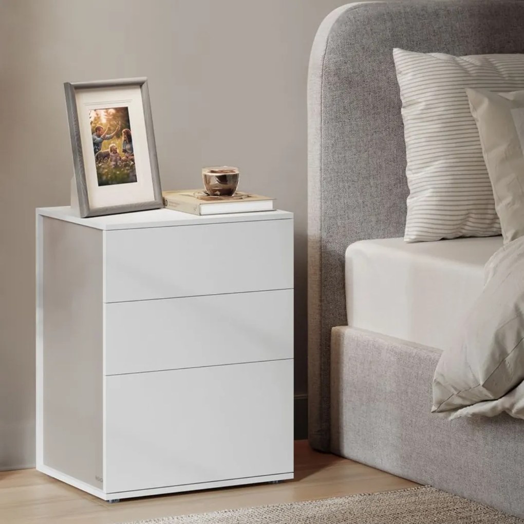 Szafka nocna RAMONA, 58x35x45 cm, matowa biel/beż Vasagle