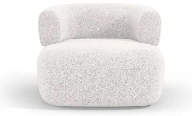 Biały fotel z materiału bouclé Jenny – Micadoni Home