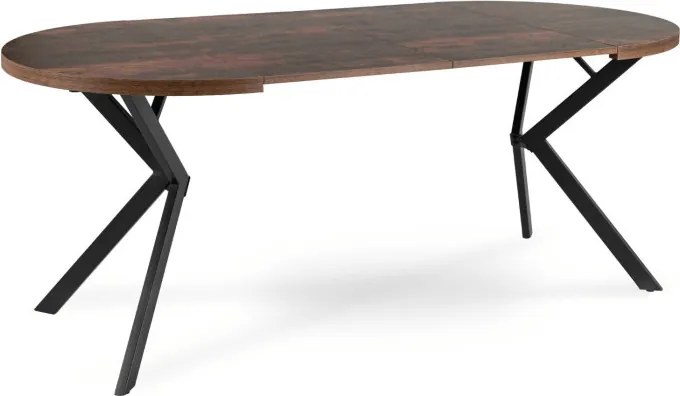 Stół Okrągły Rozkładany LUGO 90-190 cm Dąb Rustykalny/Czarny Loft